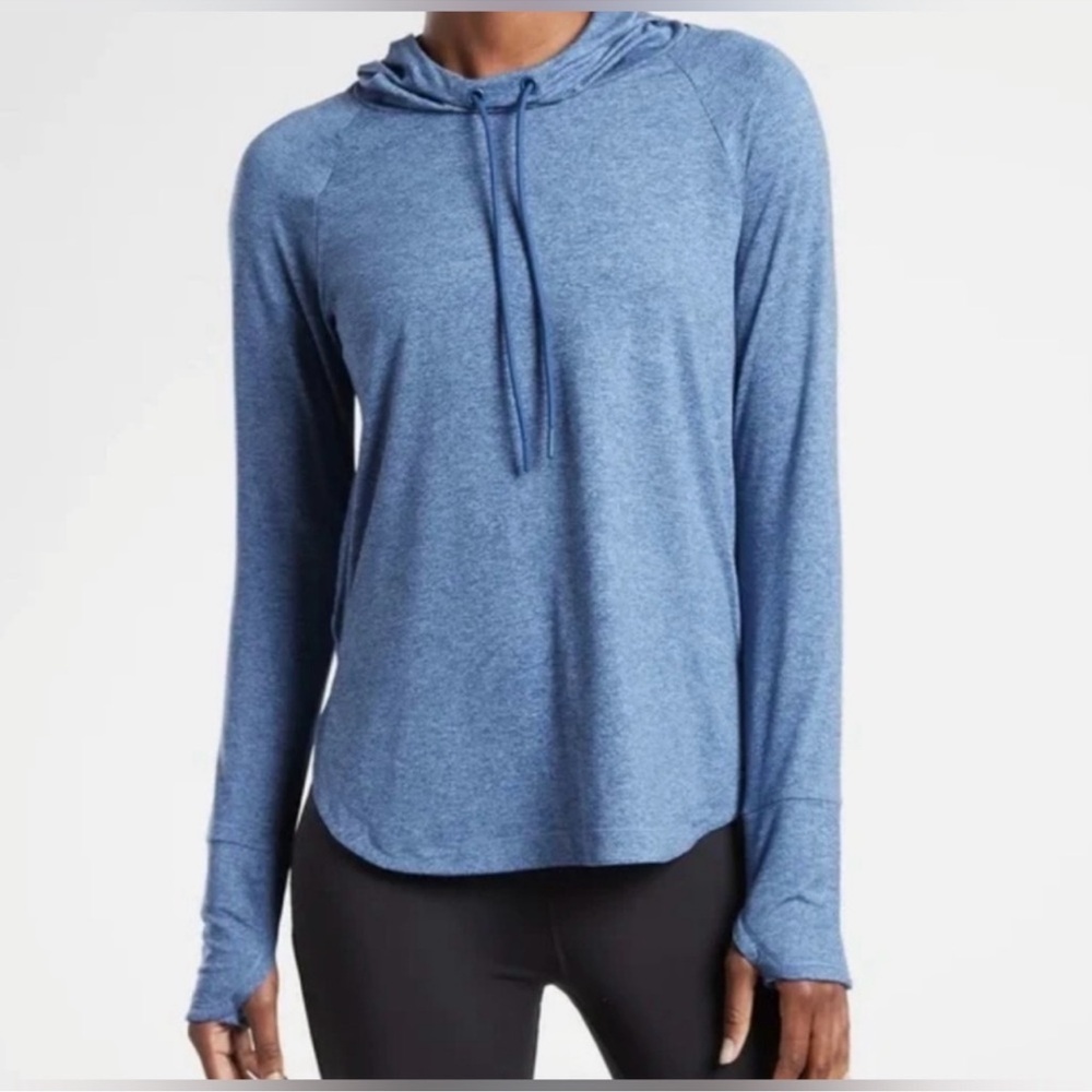 Women's Athleta Uptempo Blue Hoodie Top Size XS Flowy Lightweight Workout